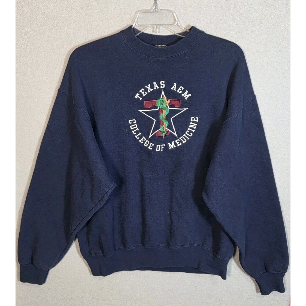 Vtg Texas A&M University College Of Medicine Sweatshirt XL Navy Made in USA FOTL